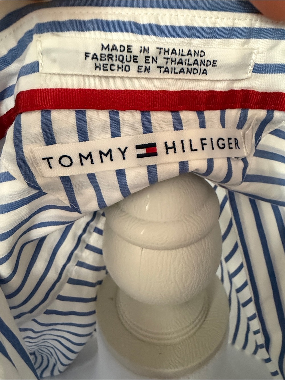 Tommy Hilfiger Blue and White Striped Button-Up Shirt - Picture 4 of 4